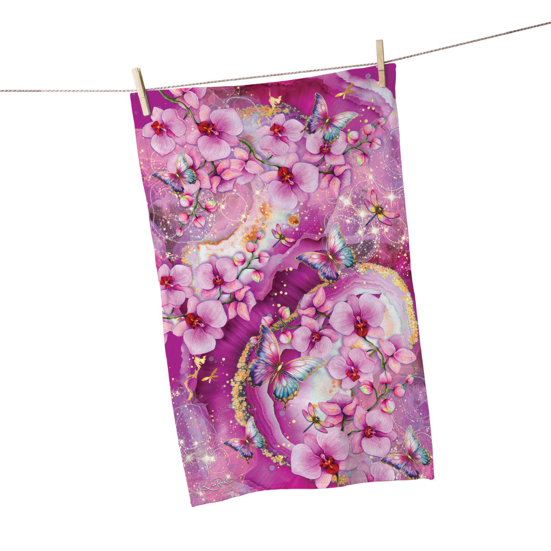 LISA POLLOCK COTTON TEA TOWEL - FUCHSIA ORCHID