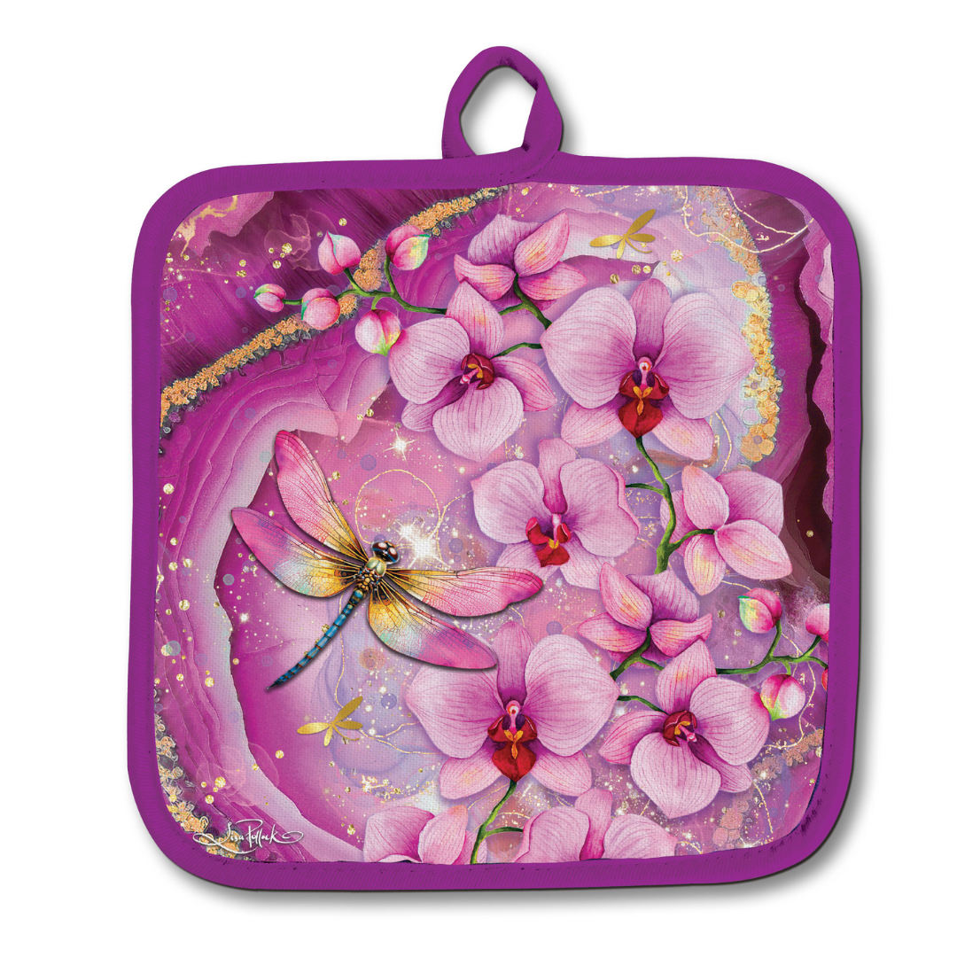 LISA POLLOCK OVEN MITT/POT HOLDER SET - FUCHSIA ORCHID