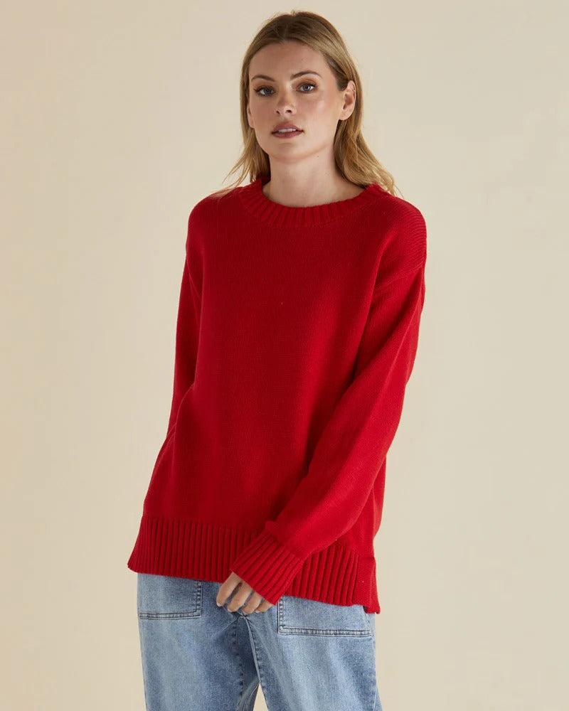 BETTY BASICS ANDY KNIT SWEATER RED