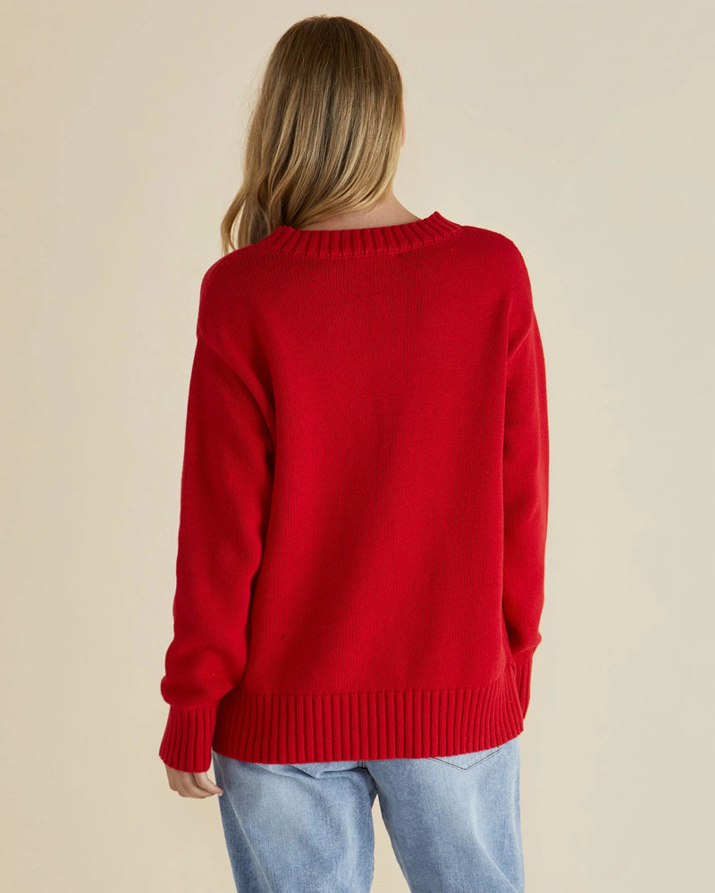 BETTY BASICS ANDY KNIT SWEATER RED