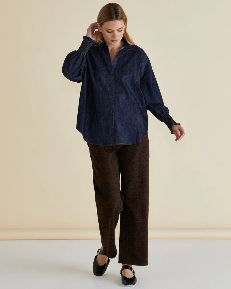 BETTY BASICS SONDERBORG SHIRT DARK INK DENIM