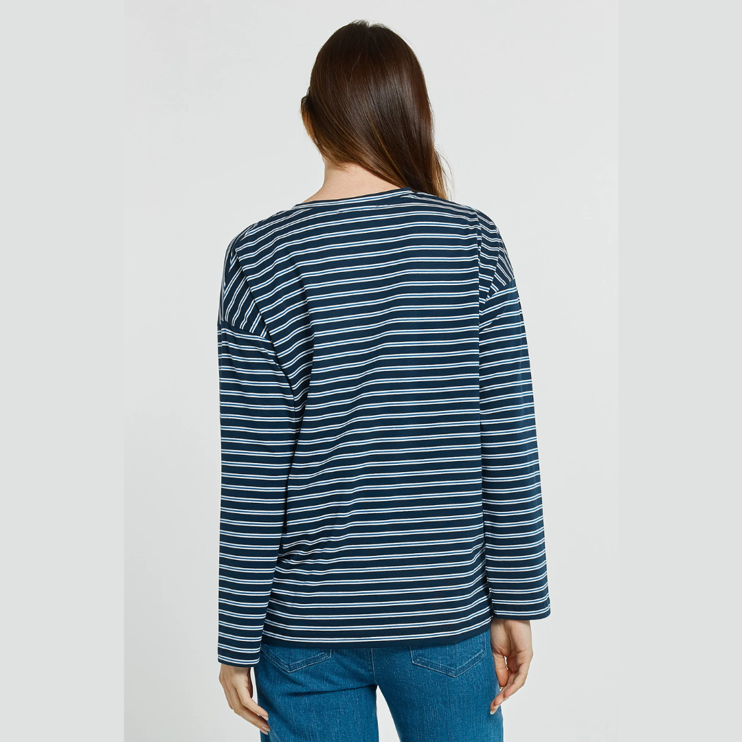 BETTY BASICS - VIENNA TEE NAVY/WHITE/BLUE STRIPE 6
