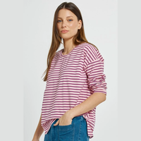 BETTY BASICS - VIENNA TEE PINK/PURPLE/RED STRIPE [SZ:10]