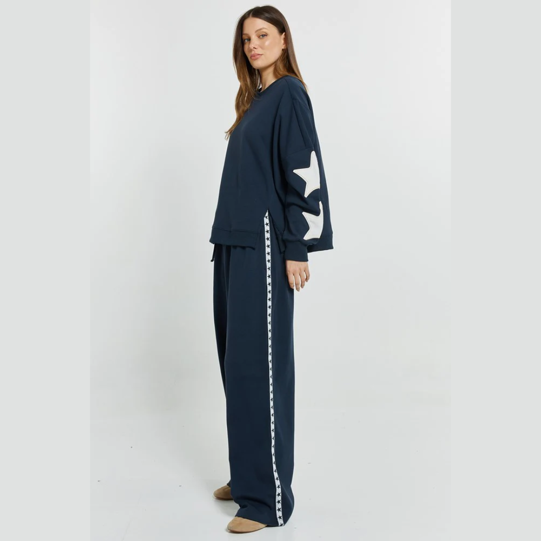 BETTY BASICS - SASKIA TRACKPANT NAVY/WHITE STARS 12 [SZ:12]
