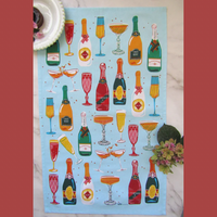 ALLGIFTS AUSTRALIA COTTON TEA TOWEL - CHAMPAGNE SHOWERS