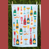 ALLGIFTS AUSTRALIA COTTON TEA TOWEL - CHAMPAGNE SHOWERS